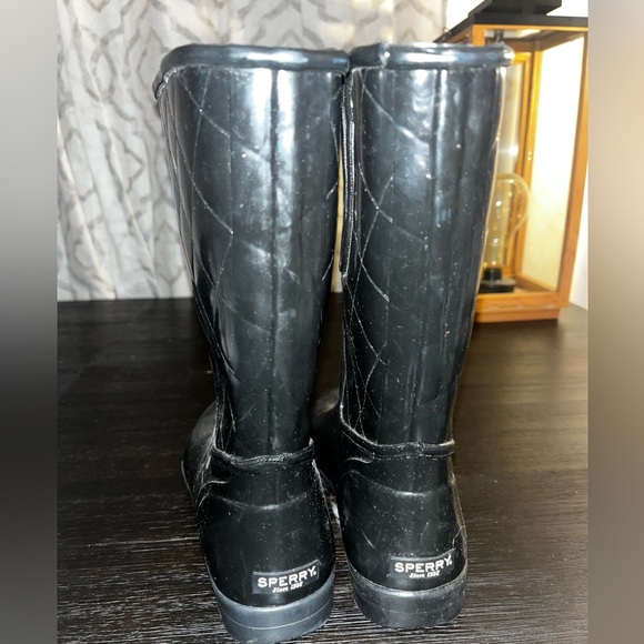 Sperry Top-Sider Womens Nellie Black Quilted Rain Boots sz 7 - Picture 4 of 4